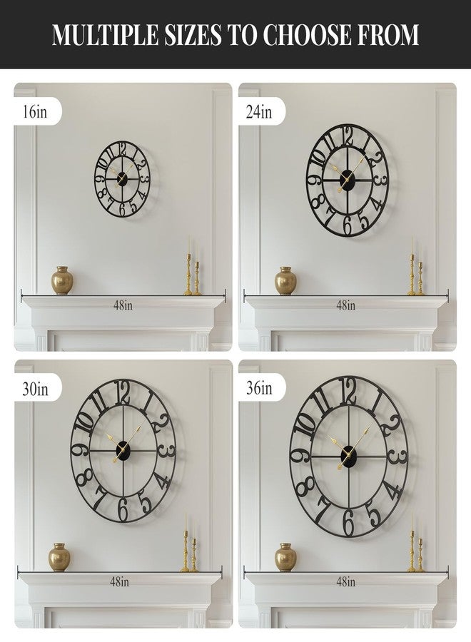 Cuspin Van Gogh Art Wall Clock, Large Wall Clock for Living Room Kitchen Mantel, Completely Silent Non Ticking Battery-Operated Metal Round Rustic Modern Black Wall Clock - 24 Inch Arabic Number - Image 4